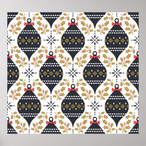 Christmas Vintage Festive Pattern Poster