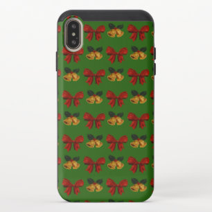 Christmas Vintage Holiday Gold Bells Ribbon Party iPhone XS Max Slider Case