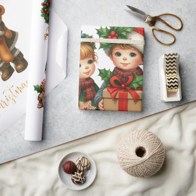 Christmas Vintage Kids Gifts Merry Christmas Wrapping Paper (Crafts)