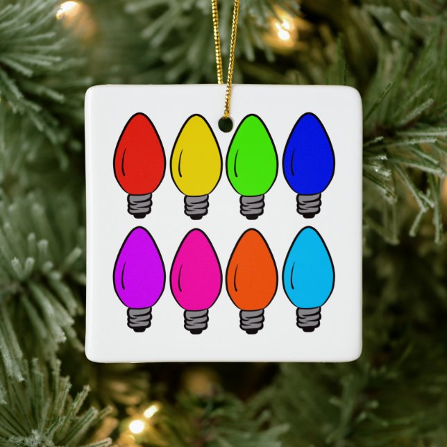 Christmas Vintage Lightbulbs Ceramic Ornament (Tree)