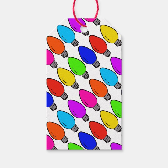 Christmas Vintage Lightbulbs Gift Tags (Front)