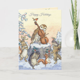Christmas Vintage Molly Brett Dancing Animals Card