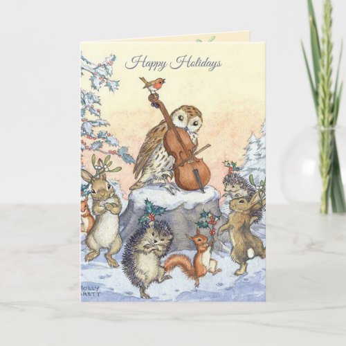 Christmas Vintage Molly Brett Dancing Animals Card