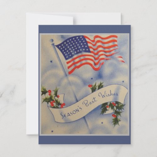 Christmas Vintage Patriotic American Flag Holiday Card