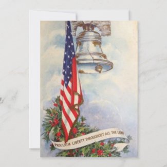 Christmas Vintage Patriotic American Flag Holiday Card