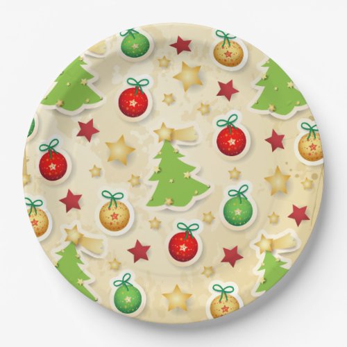 Christmas Vintage Pattern Paper Plates