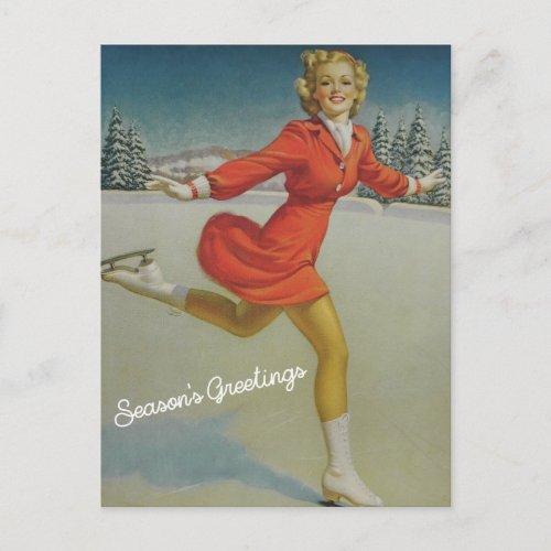 Christmas Vintage Pin Up Girl  Postcard