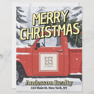 Christmas Vintage Red Truck Business Square Logo Letterhead