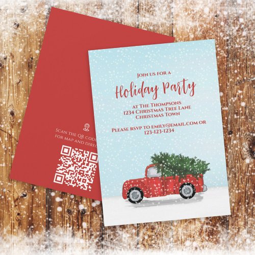 Christmas Vintage Red Truck Code Map Directions Invitation