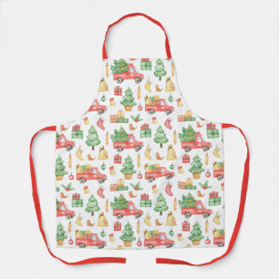 Christmas Vintage Red Truck Pattern Apron