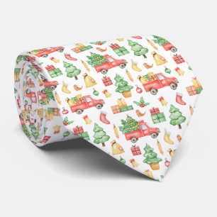 Christmas Vintage Red Truck Pattern Neck Tie