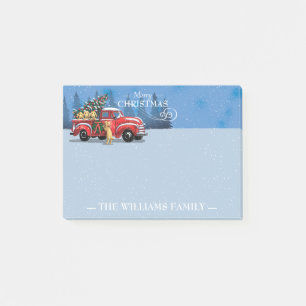 Christmas Vintage Red Truck w/ Dogs Family 4x3 Post-it Notes