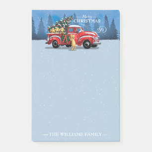 Christmas Vintage Red Truck w/ Dogs Family 4x6 Post-it Notes