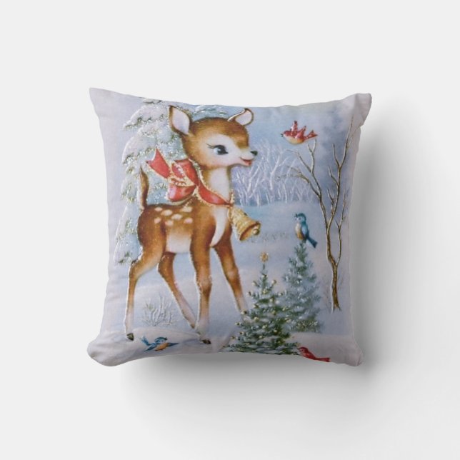 Christmas vintage reindeer pillow (Front)