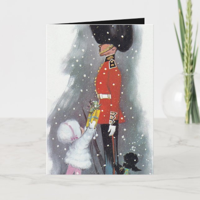 Christmas Vintage retro customizable girl card (Front)