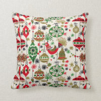 Christmas, Vintage, Retro, Holiday Pattern Pillow