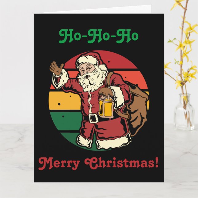 Christmas Vintage Santa Claus Carrying Toys Lunch Card (Yellow Flower)
