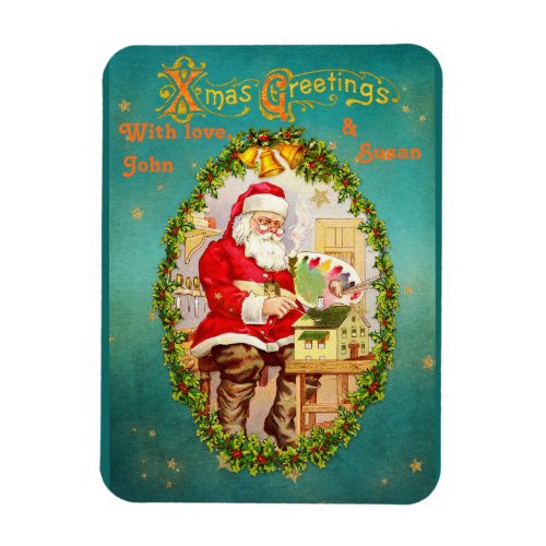 Christmas Vintage Santa Claus in His Workshop Magnet