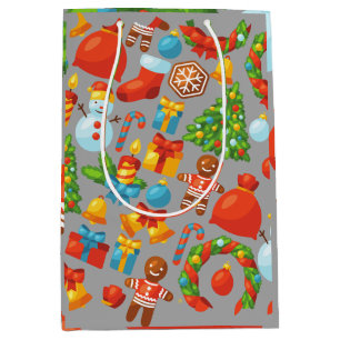 Christmas Vintage Santa Claus Watercolor Holiday  Medium Gift Bag