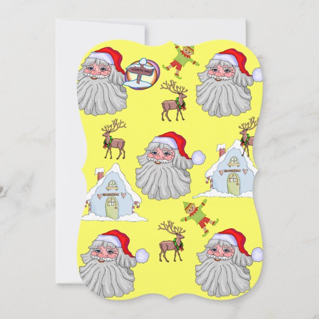 Christmas Vintage Santa Elf Flat Greeting Card (Front)