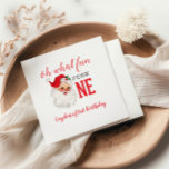 Christmas Vintage Santa First Birthday Napkins<br><div class="desc">Oh what fun,  it is to be One! Christmas Vintage Santa first birthday party.</div>