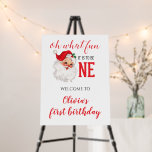 Christmas Vintage Santa First Birthday Welcome Foam Board<br><div class="desc">Oh what fun,  it is to be One! Christmas vintage Santa first birthday party welcome sign.</div>