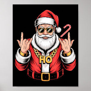 Christmas Vintage Santa Ho Ho Chain Retro Xmas Reb Poster