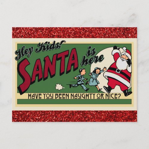 Christmas Vintage Santa Naughty Or Nice Postcard