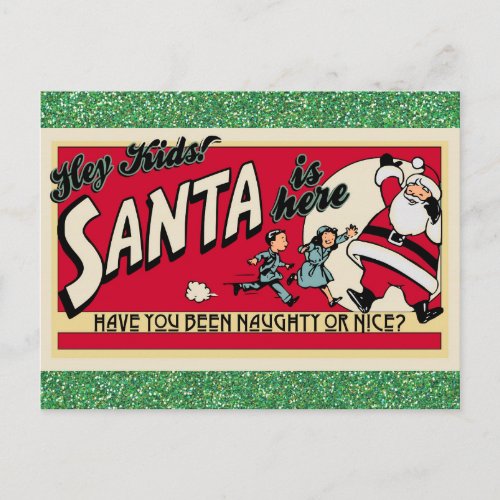 Christmas Vintage Santa Naughty Or Nice Postcard