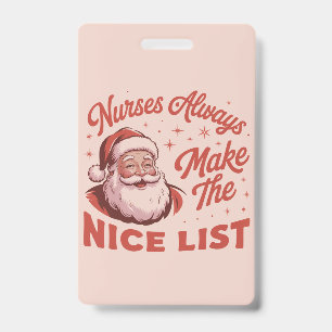 Christmas Vintage Santa Nurses Make the Nice List  Badge