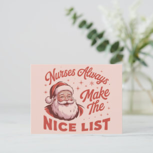 Christmas Vintage Santa Nurses Make the Nice List Holiday Postcard