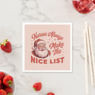 Christmas Vintage Santa Nurses Make the Nice List Napkins