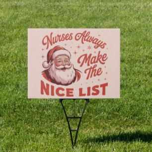 Christmas Vintage Santa Nurses Make the Nice List  Sign