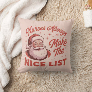 Christmas Vintage Santa Nurses Make the Nice List Throw Pillow