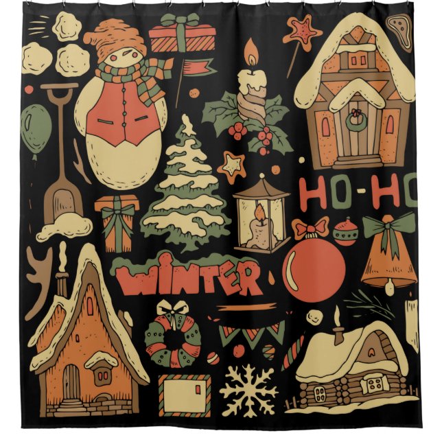 christmas vintage set 1 shower curtain (Front)