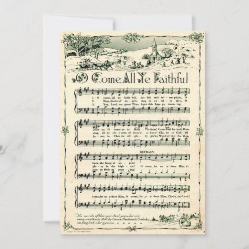 Christmas Vintage Sheet Music Custom Holiday Card