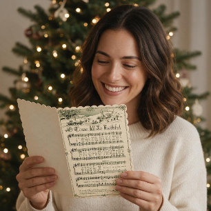 Christmas, Vintage Sheet Music, Custom Holiday Card