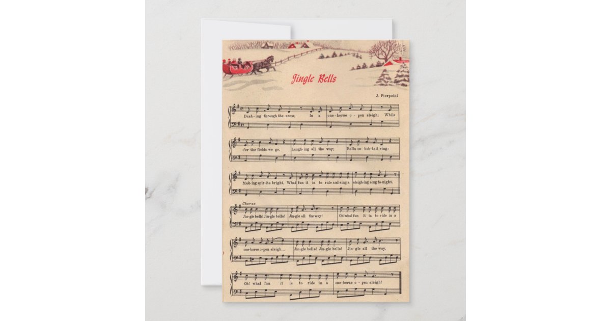 Christmas Vintage Sheet Music Jingle Bells Holiday Card Zazzle Com