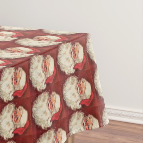 Christmas Vintage Smiling Santa Claus  Tablecloth