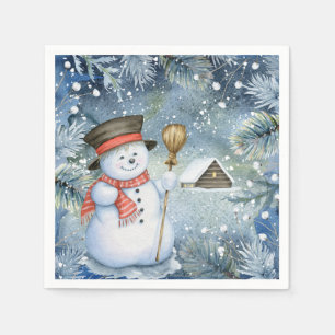 Christmas vintage snowman paper napkins