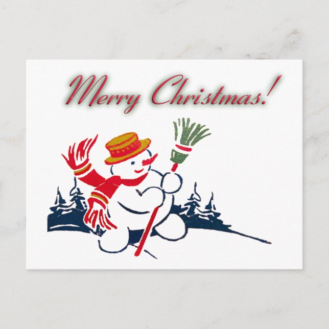 Christmas Vintage Snowman Postcard (Front)