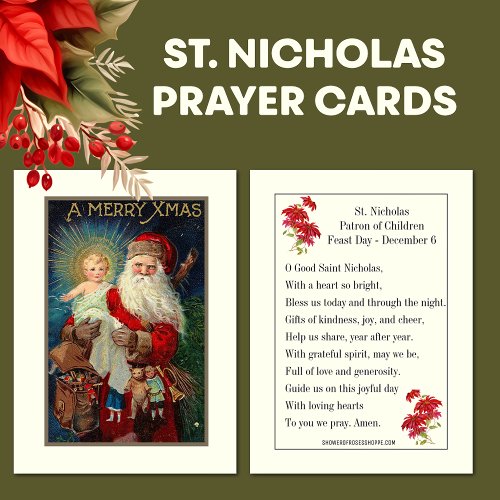 Christmas Vintage St Nicholas Jesus Prayer Card