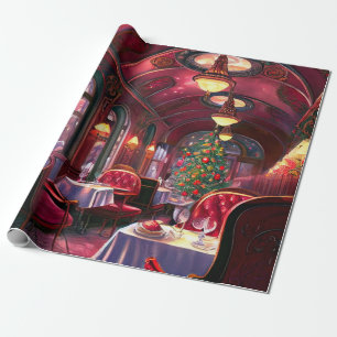 Christmas Vintage Steam Train Snow frozen Woodland Wrapping Paper
