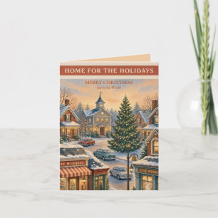 Christmas, Vintage Storybook Main Street Holiday Card