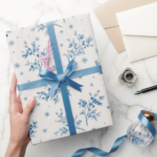 Christmas Vintage Toile de Jouy Dusty Blue Wrapping Paper