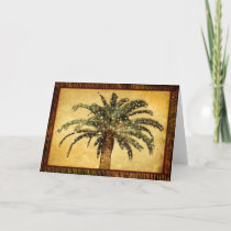 Christmas Vintage Tropical Palm Tree w Snowflakes Holiday Card