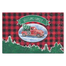 Christmas Vintage Truck Add Name Tissue Paper