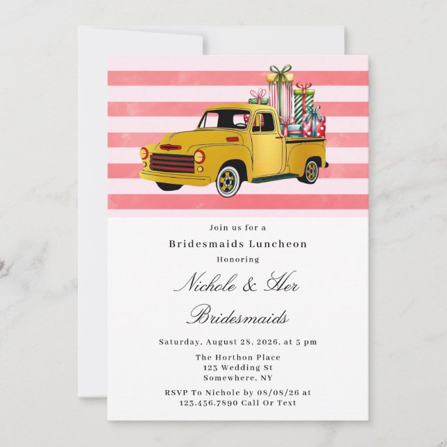 Christmas Vintage Truck Bridesmaids Luncheon Invitation (Front)