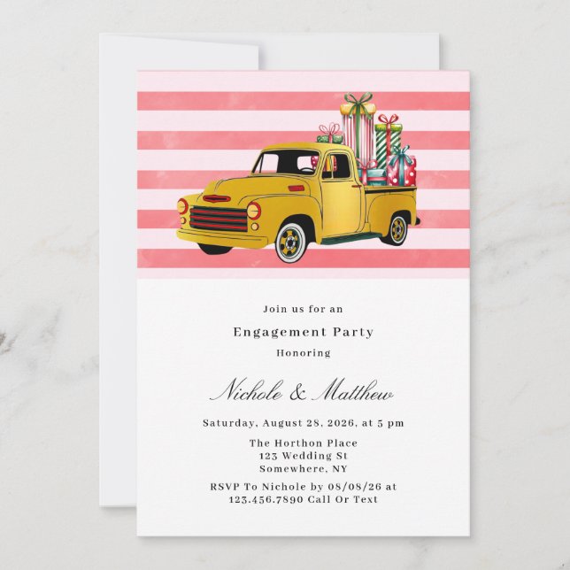 Christmas Vintage Truck Engagement Party Invitation (Front)