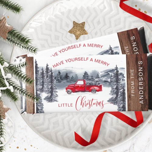 Christmas Vintage Truck Personalized Chocolate Hershey Bar Favors